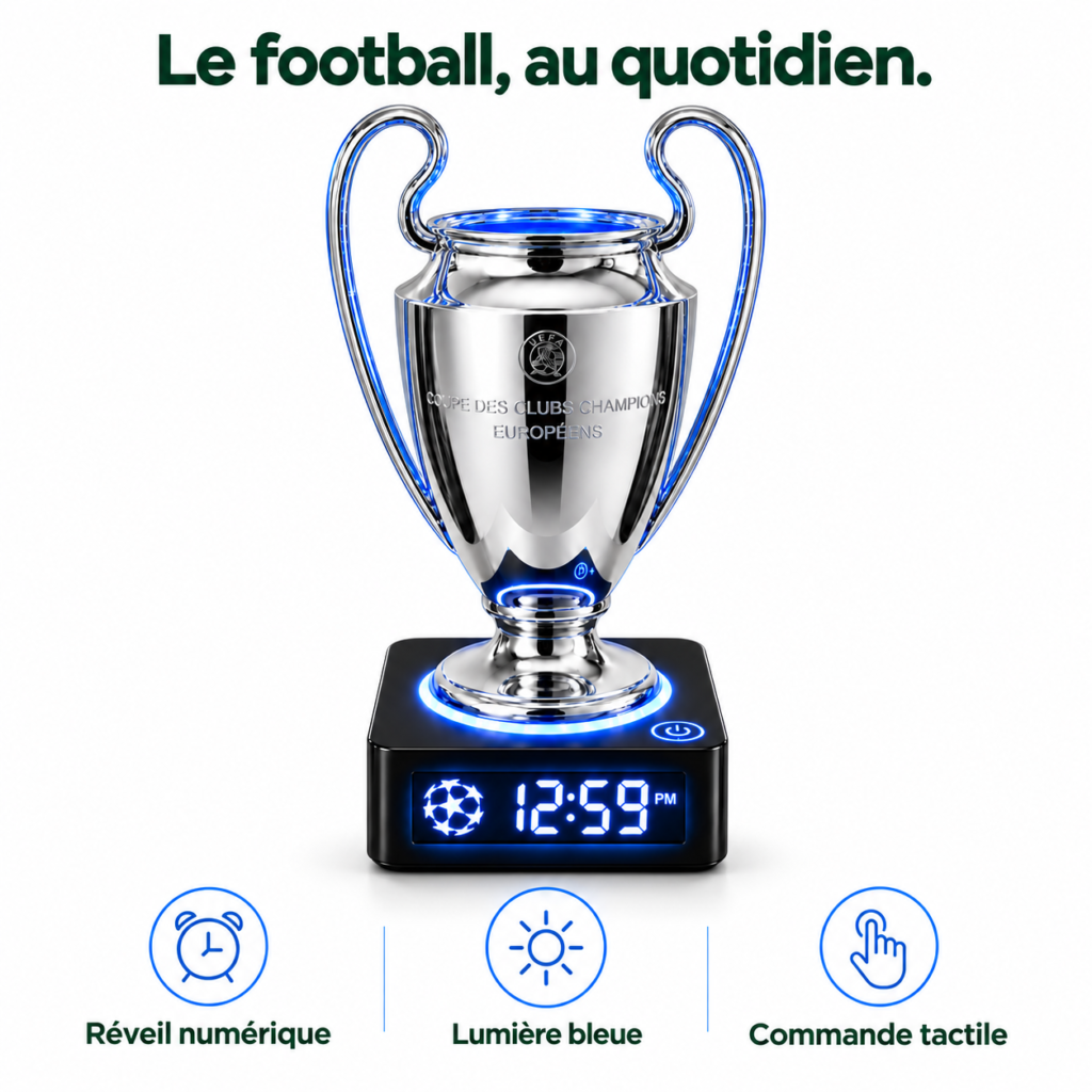 Réveil numérique, lumière bleue et commande tactile : les trois fonctions du réveil trophée